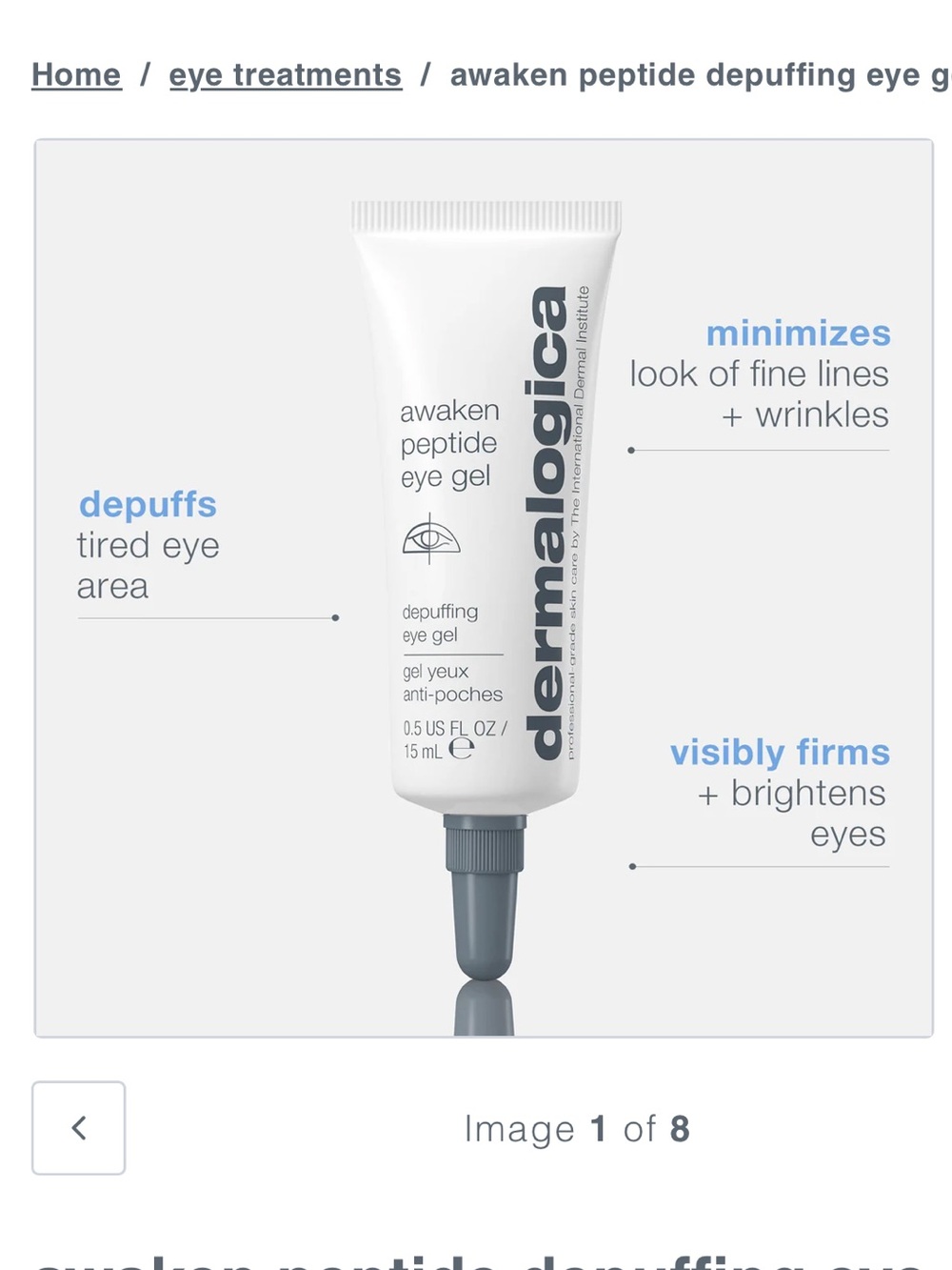 Dermalogica awaken peptide depuffing eye gel